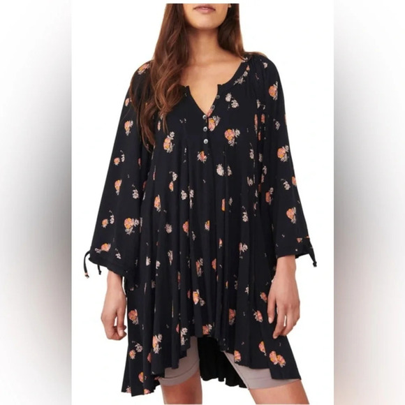 Free People Winter Sun Printed Tunic Black Combo Size XSmall - Picture 1 of 14